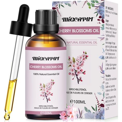 Huile Essentielle Fleurs de Cerisier 100ML, Huile Essentielle Aromathérapie 100% Naturelle pour Diffuseur, Humidificateur, Huile de Fleurs de Cerisier de Qualité pour Massage, Bain (1/5)