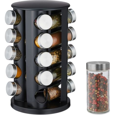 Carosello portaspezie in acciaio inox con 20 bicchieri
