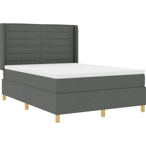 Maison Exclusive - Lit à ressorts avec bandes LED Gris 140 x 190 cm tissu (1/5)