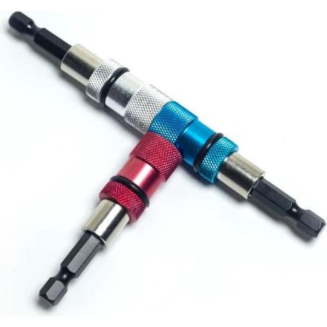 Jeu de 3 pièces comprenant un support magnétique pour tournevis hexagonal 1/4" avec rallonge pour foret et embouts de tournevis. (1/3)