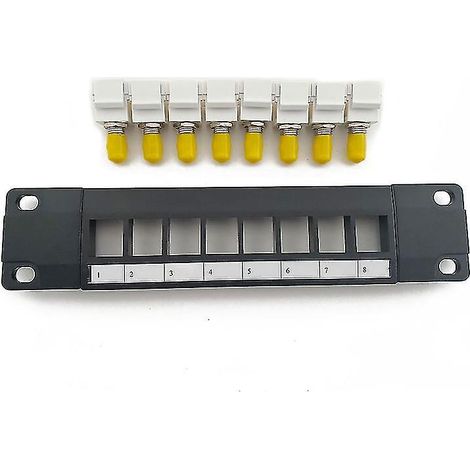 Panneau de brassage optique 8 ports ST, boîtier plastique compatible 10G, étiquetage par code couleur