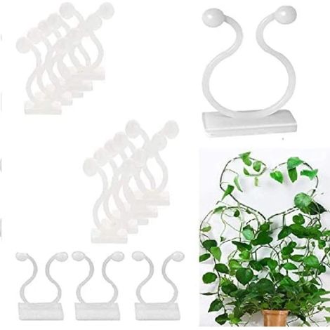 Lot de 50 clips muraux autocollants pour plantes grimpantes et gestion des câbles, en plastique, pour intérieur et extérieur (1/5)