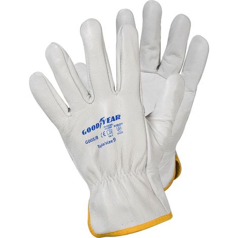 Goodyear Guanti in pelle pieno fiore di groppone taglia 9 colore bianco, guanti da lavoro (1/2)