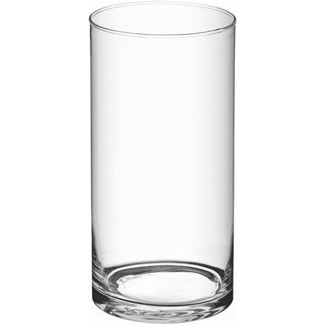 A.L.E Import Vaso Cilindro Vetro Taglio Caldo H 200 Mm D 100 Mm Trasparente