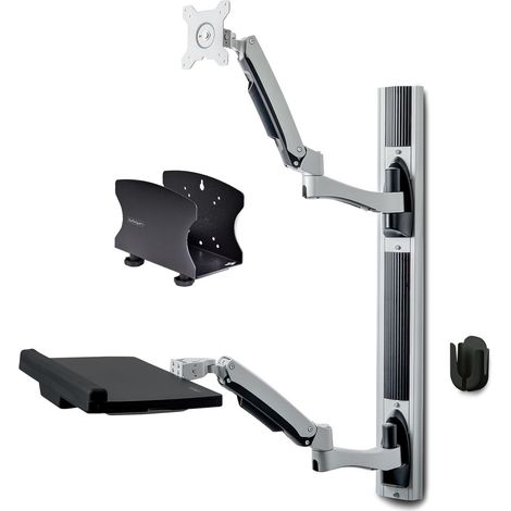 Estación de trabajo de montaje en pared, soporte VESA para monitor de 32" (22 lb/10 kg), soporte de monitor totalmente articulad (1/5)