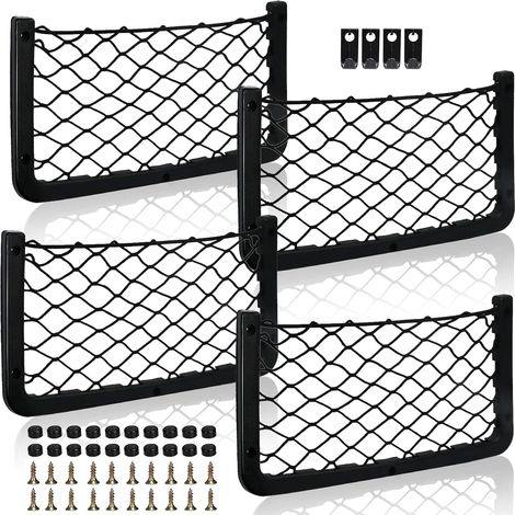 Confezione da 4 reti portaoggetti con ganci, rete portabagagli per auto, rete portabagagli per bagagliaio, rete portabagagli per camper, rete portabagagli, rete portaoggetti elastica per bagagliaio, p (1/5)