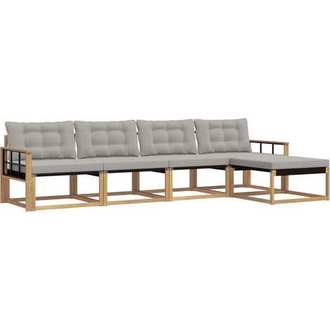Conjunto de sofás de exterior 5 uds. Blanco y Gris Claro vidaXL (1/5)