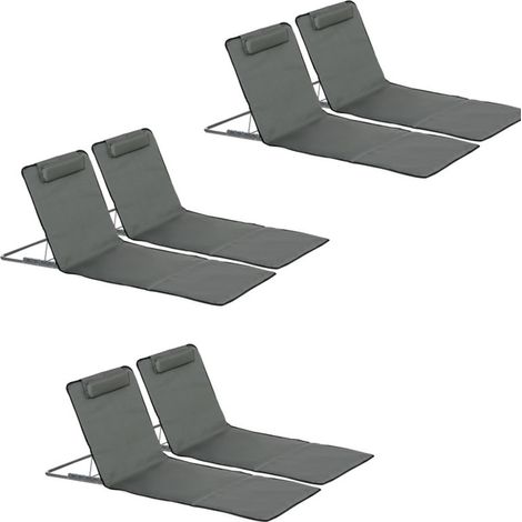3er-Set set mit 6 klappbaren Strandmatten mit verstellbarer Rückenlehne in 5 Positionen, verstellbare Kopfstütze, Oxford-Gewebe, inklusive Transporttasche, Abmessungen 124L x 53B x 35-45H cm