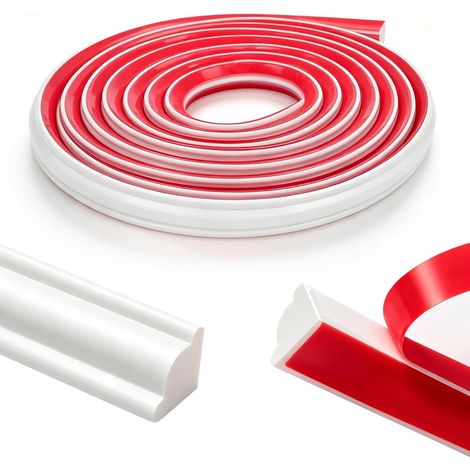 10 m TPE Joint Plan de Travail Cuisine, Moulure Adhésive Flexible, Baguette de Finition, Profilé à Dérouler 1/4, Joint Baignoire pour Douche, Mur, Sol, Plafond, Coin (r = 9 mm) (1/5)