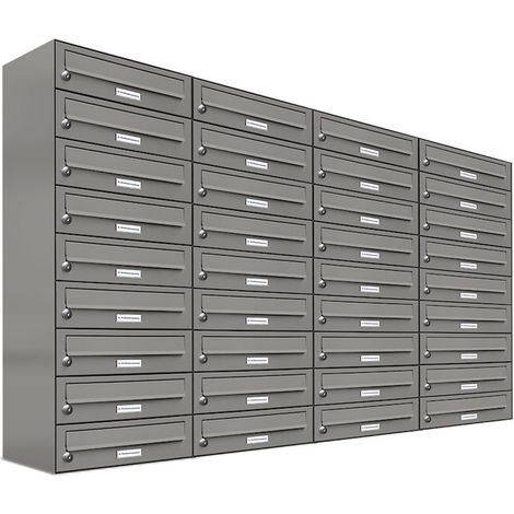 36er Premium Briefkasten Aluminiumgrau RAL Farbe 9007 für Außen Wand Postkasten 4x9 (1/5)
