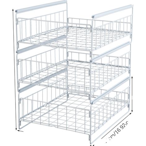 Organizador de cajones, 3 niveles, capacidad de 20 kg, BLANCO (1/2)