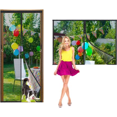 Moustiquaire Fenêtre Magnétique,240x110cm Rideau Aimants Puissants,Montage Facile,Automatique pour Couloirs Portes Patio Rideau Anti Moustique Bogues Pas de Forage Noir