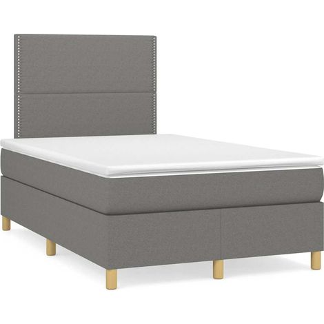Cama box spring con colchón tela gris oscuro 120x190 cm (1/5)