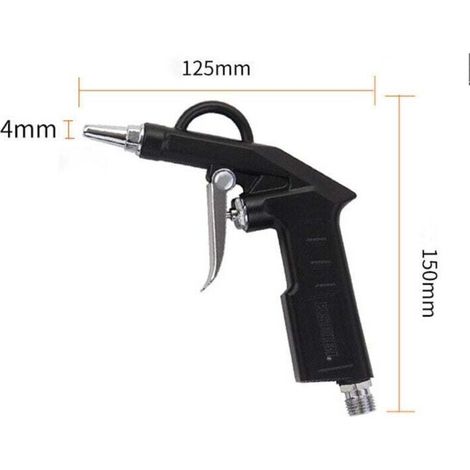 1/4 Blaspistole für Druckluftkompressor max. 6 bar Düse Ø 4 mm kurze Düse 25 mm pneumatisches Reinigungswerkzeug schwarze Farbe