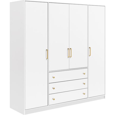 Armario Musum I, Blanco, 200x196x58cm, Puertas de armario: Con bisagras, Número de estantes: 0