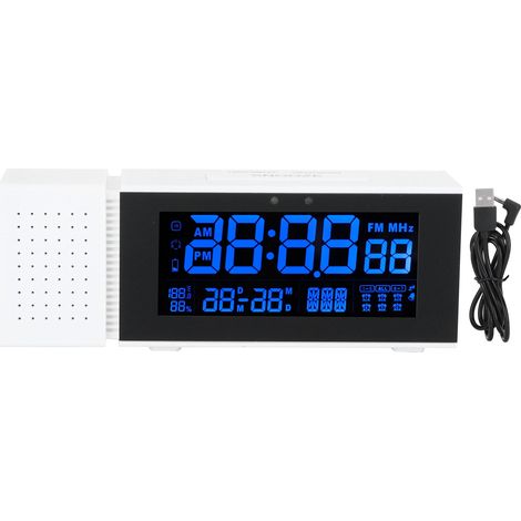 Réveil Numérique avec Lampe d'Ambiance LED, Capteur de Mouvement, Alimentation USB 5V, Moderne et Blanc TS-P30-WH (1/5)