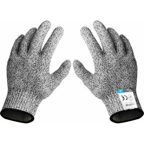 Gants résistants aux coupures Gants de cuisine Gants de boucher Niveau de protection 5 Gants de sécurité résistants aux coupures pour cuisine/extérieur/exploration Gris 1 paire (1/5)