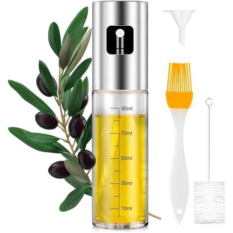 Pulvérisateur d\'huile Premium,100 ml Spray Cuisine Anti-goutte, Huile en verre avec distributeur, Accessoires Friteuse sans huile (1/5)