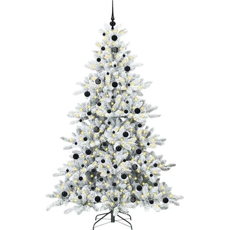Sapin de Noël Arbre de Noël Artificiel à Branches Articulées Blanc 210 cm (1/5)
