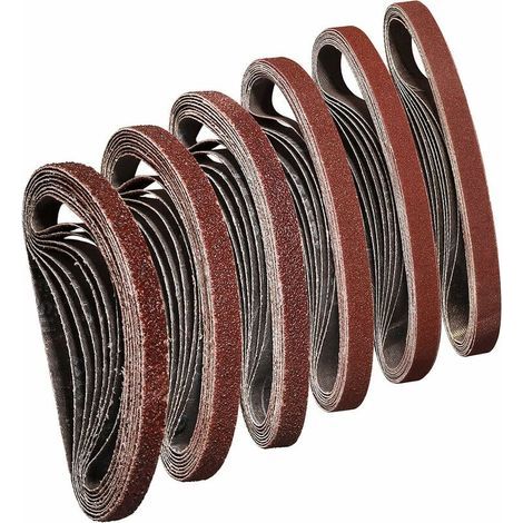 Courroie 10X330 mm Courroie abrasive 40/60/80/120/180/240 pour poncer, polir et dépoussiérer, idéale pour le bois (48 pcs) (1/4)