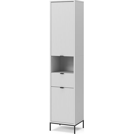 Meuble salle de bain Eliza, Blanc, 40x190cm avec portes, et tiroir, Vicco