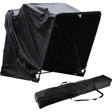 Tente de moto, tissu imperméable, cadre en acier robuste, noir (1/2)