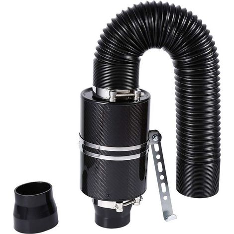Kit D'Aspiration Air Froid Fibre De Carbone Système Filtre Sport Auto Tuyau Flow Pantalon Universel 3" -KZQ