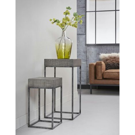 Sellette bois de manguier gris 70 cm LUCKNOW (1/5)