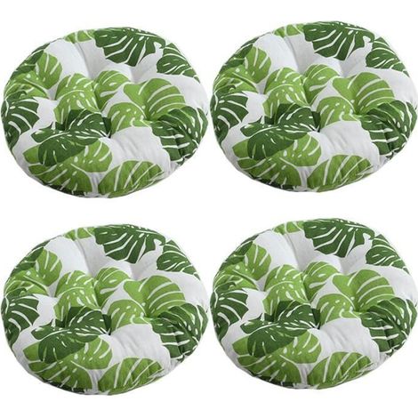 Lot de 4 Coussins de Chaise - Ronds et Moelleux - 40x40cm - Matériau Naturel en Coton et Lin - Idéal pour Salon et Bureau (1/4)