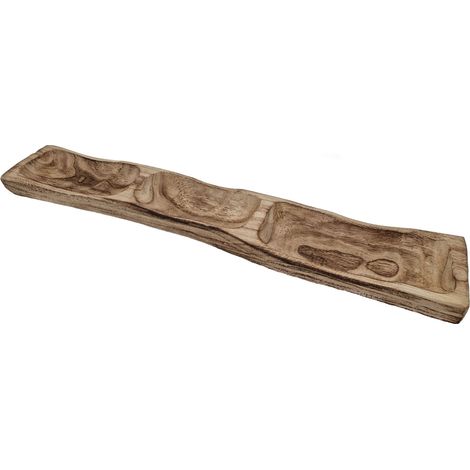 Holz Deko Schale natur m. 3 Fächern - 58 x 11 cm - Dekotablett Schlüsselbblage eckig massiv rustikal