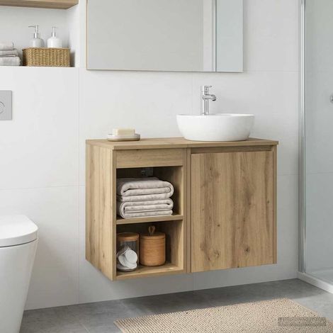 Gabinete de baño intermedio Roble Artesanal 30 x 44,5 x 50 cm