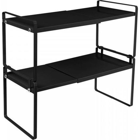 Etagère Cuisine Double Etagère Extensible pour Placard économise l’espace 36-602136.5cm noir (1/4)