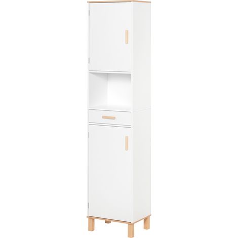 Mobile Salvaspazio Bagno Mobile a Colonna in Legno Bianco