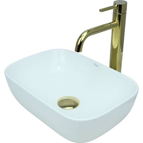 GTM Design Aufsatzwaschbecken 36 cm – Glanz Modern Waschbecken ohne Hahnloch – Elegantes Aufsatzwaschbecken Oval für Badezimmer und Gäste WC – nur Bad Waschbecken (1/5)