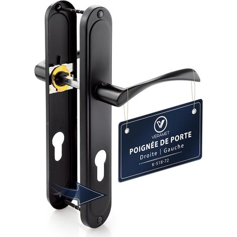 Poignée de Porte d'Entree Cylindre Style Moderne 72mm D Col Long (1/5)