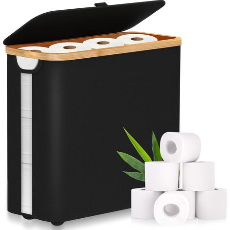 Rangement Papier Toilette, Panier à Papier Hygiénique Pliable et Imperméable pour Salle de Bain, Réserves à Rouleaux de Papier Toilette avec Fenêtre Transparente