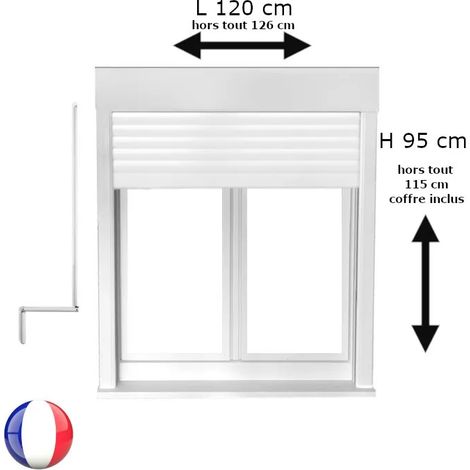 Fenêtre PVC 2 vantaux oscillo-battant avec volet roulant manivelle H 95 x L 120 cm pour pose en neuf (1/5)
