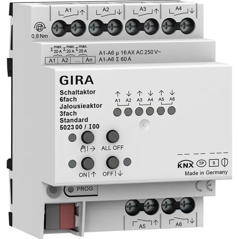 Gira Schalt-/Jal.aktor 6f/3f 16 A Std OneKNX REG [502300], 5023 00 (1/2)