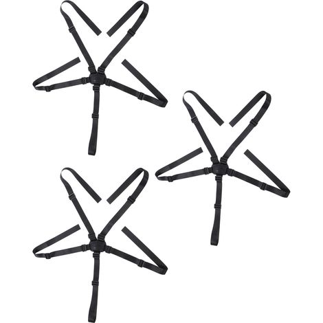 Set mit 3 Fünfpunkt-Sicherheitsgurten für Hochstühle, Ersatzteile, kindersichere, verstellbare Schnallen, Gurte für Baby- und Kleinkind-Esszimmerstühle, schwarz (1/5)