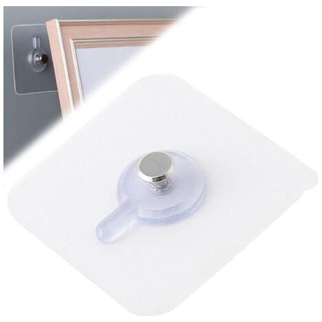 Lot de 24 Adhesif Accroche Tableau Sans Percer-Clous de Suspension Auto-adhésifs-Adhésif Crochets pour Accroche Cadres Photo, Miroir, Art Mural, Lumières Décoratives, Sans Trou(Transparent) (1/5)