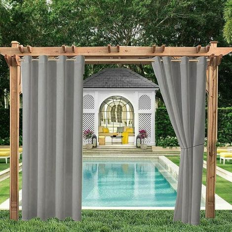 Wasserdichte Outdoor-Vorhänge – Wärmedämmung, UV-Schutz, blickdicht, mit Ringen für Terrasse, Veranda, Wohnzimmer, Schlafzimmer, Pergola (1/5)