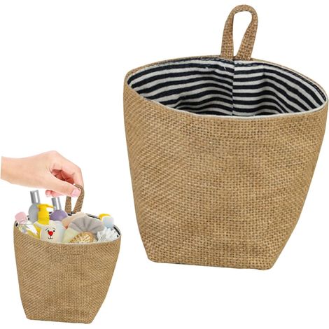 Petit panier de rangement suspendu en jute, conception respirante et durable, idéal (1/5)