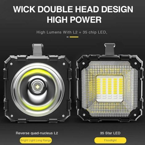 Torcia LED ricaricabile - 10000 mAh 1200 lm - Impermeabile - 7 modalità - Power bank USB - Campeggio ed escursionismo (1/4)