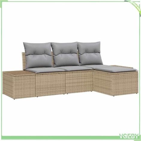 Ensemble canapé de jardin - FAFEICY - 3355679 - Beige et gris clair - Résistant aux intempéries - Modulable (1/5)