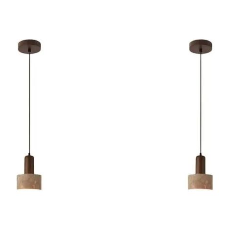 2 suspensions LED, travertin jaune, intensité variable 3 couleurs, 110-240 V, style Wabi Sabi (1/5)