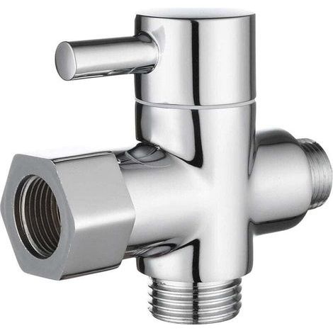 Vanne 3 Voies en Laiton Massif 3/8-12/17 T Adaptateur Vanne de Derivation pour Remplacement Système de Douche Cuisine Salle de Bain Chrome (1/4)
