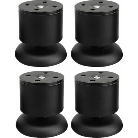 4 pieds noirs – Pieds de table réglables en acier inoxydable de 6 cm pour meubles, avec patins en caoutchouc (1/4)