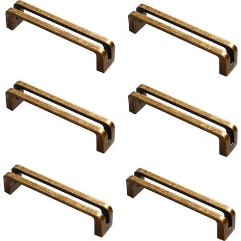 6-teiliges Set antiker Messing-Küchenschrankgriffe, 96 mm antike Messing-Küchenmöbelgriffe, Möbelschubladengriffe, für Büros, Schubladen und Schränke (1/5)