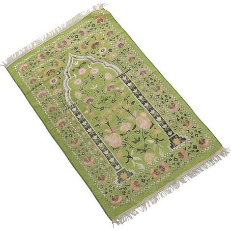 Manta de oración, alfombra de oración con borlas, - verde suave (1/5)