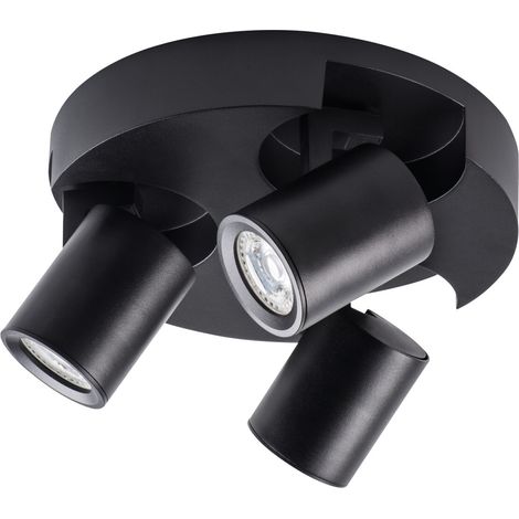 faretto lampada da parete laurin 3 luci tondo orientabile GU10 nero (1/5)